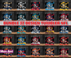 bundle 32 design nfl teams, bundle  sonic design, nfl logo, nfl tumbler bundle png , all teams nfl,  design by mon ami04