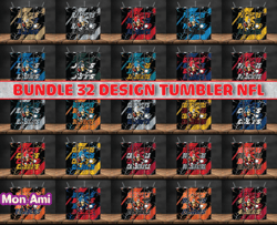 bundle 32 design nfl teams, bundle  sonic design, nfl logo, nfl tumbler bundle png , all teams nfl,  design by mon ami12