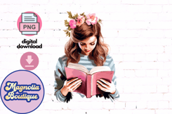 girl reading book clipart design 74