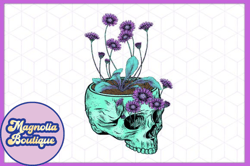 pushing up daisies vintage skull png design 128