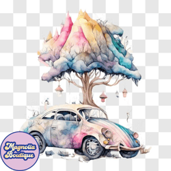 colorful volkswagen beetle in nature png design 167