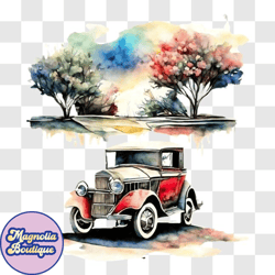 vintage car watercolor painting png design 172