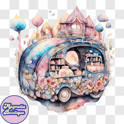 watercolor camper van painting   artists portfolio png design 186