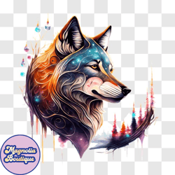 colorful abstract wolf head png design 191