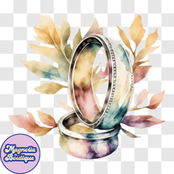 symbolize love and commitment with wedding rings on watercolor background png design 199