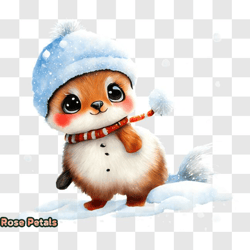 adorable winter dressed squirrel in the snow png design 251