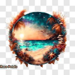 tropical beach sunset with palm trees and vibrant sky png design 257