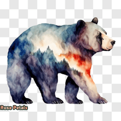 vibrant bear painting with colorful background png design 256