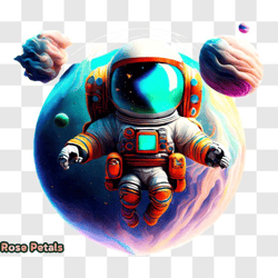 astronaut floating in space with planets and stars png design 263