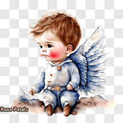 cute baby boy dressed as an angel png design 265