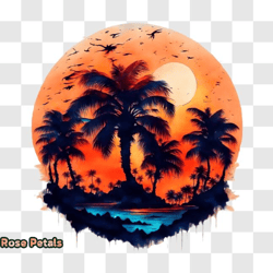 tranquil tropical island sunset with palm trees png design 268