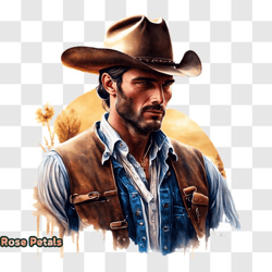 cowboy man poses in western attire png design 276