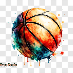 colorful basketball ball with paint splatters png design 284