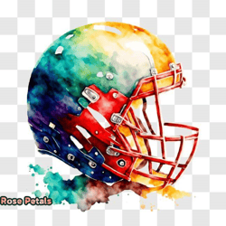 unique and creative football helmet with colorful watercolor design png design 298