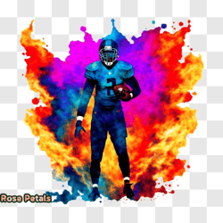 colorful football player with smoke and flames png design 312