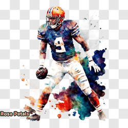 football player painting with cleveland browns uniform png design 322