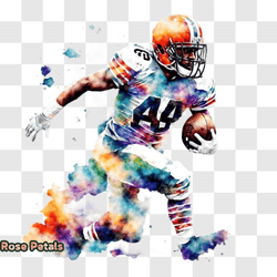 cleveland browns football player with watercolor splashes png design 324