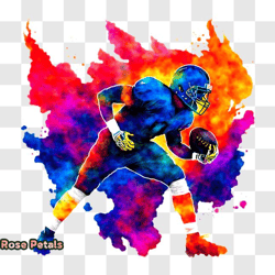 colorful american football player painting png design 03