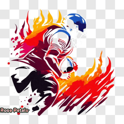 football player on fire png design 05