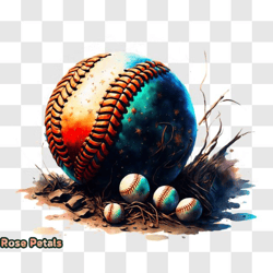 vintage baseball with weathered look and water droplets png design 08