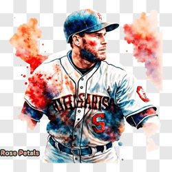 indianapolis astros baseball player with watercolor splatters png design 18