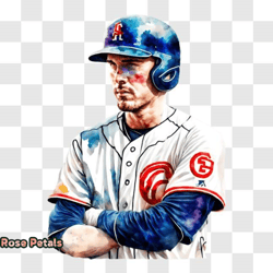 chicago cubs baseball player with crossed arms png design 19