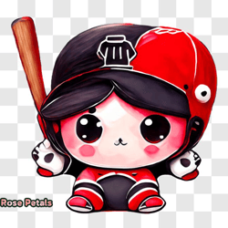 cartoon character ready to play baseball png design 24