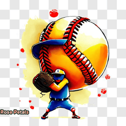 baseball player throwing enormous ball png design 26