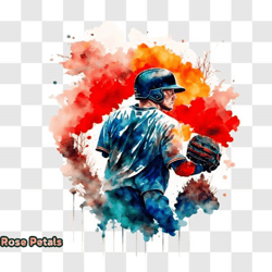 watercolor painting of a baseball player png design 30