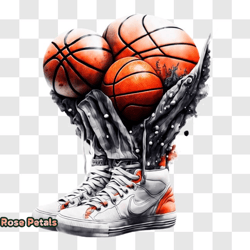 basketball sneakers filled with multiple balls png design 40