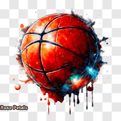 colorful basketball with paint splatters png design 41