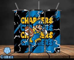 los angeles chargers tumbler wrap, mario tumbler wrap, nfl logo png, tumbler designs, nfl football png, design by yummi