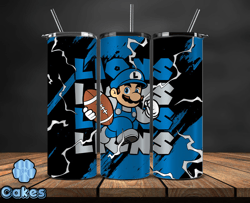 detroit lions tumbler wrap, mario tumbler wrap, nfl logo png, tumbler designs, nfl football png, design by yummi store t