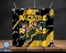 green bay packers tumbler wrap, mario tumbler wrap, nfl logo png, tumbler designs, nfl football png, design by yummi sto