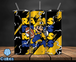 los angeles rams tumbler wrap, mario tumbler wrap, nfl logo png, tumbler designs, nfl football png, design by yummi stor