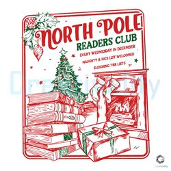 Bookish Christmas SVG North Pole Readers Club File Download