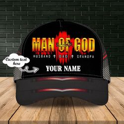 personalized man of god cap hat, 3d baseball cap hat for father, classic dad cap, dad hat