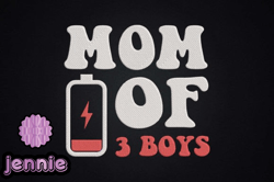 tired mom of 3 boys mothers gift design 88
