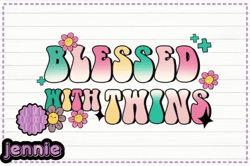 blessed with twins mom sublimation png design 191