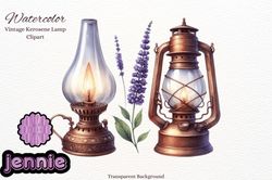 watercolor old rusty kerosene lamp design 90