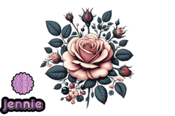 classic winter rose flower clipart design 159