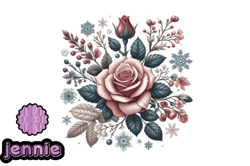 classic winter rose flower clipart design 158