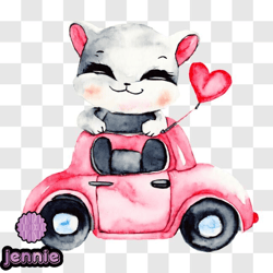 adorable cat enjoying a ride in a pink car png design 163