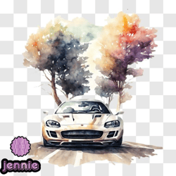 vibrant watercolor painting of an exotic sports car png design 178