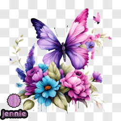 colorful butterfly on a bed of flowers png design 190