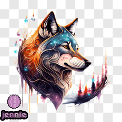 colorful abstract wolf head png design 191
