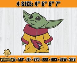 cardinals embroidery, baby yoda embroidery, nfl machine embroidery digital, 4 sizes machine emb files -16 - jennie