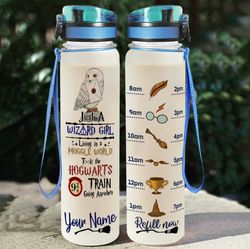 custom harry potter wizard girl water tracker bottle plastic 32oz