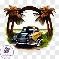 vintage car in a tropical paradise png design 165