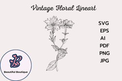 vintage flower drawing clipart design 170